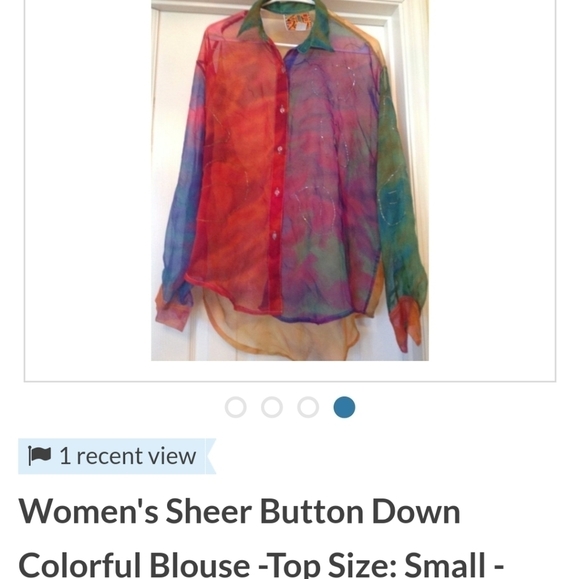 BUTTON DOWN SHEER BEADED BLOUSE SHIRT TOP SIZE SMALL - Picture 9 of 9